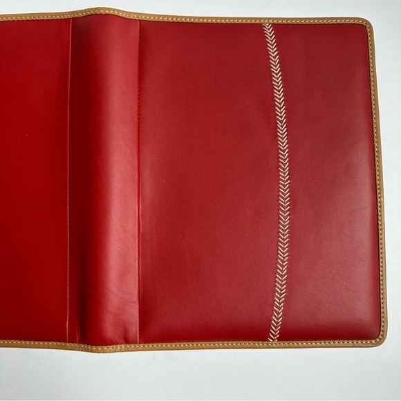 Rawlings Red Leather Padfolio Folder with Baseball Stitch - Picture 5 of 11